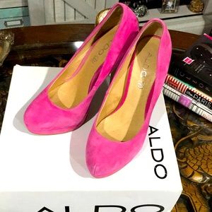 Aldo Women Platform Heels Shoes Size 37 Pink Fuchsia